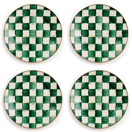 Emerald Check Dinner Plates, Set of 4