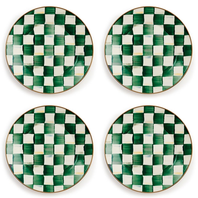 Emerald Check Dinner Plates, Set of 4 image number 0