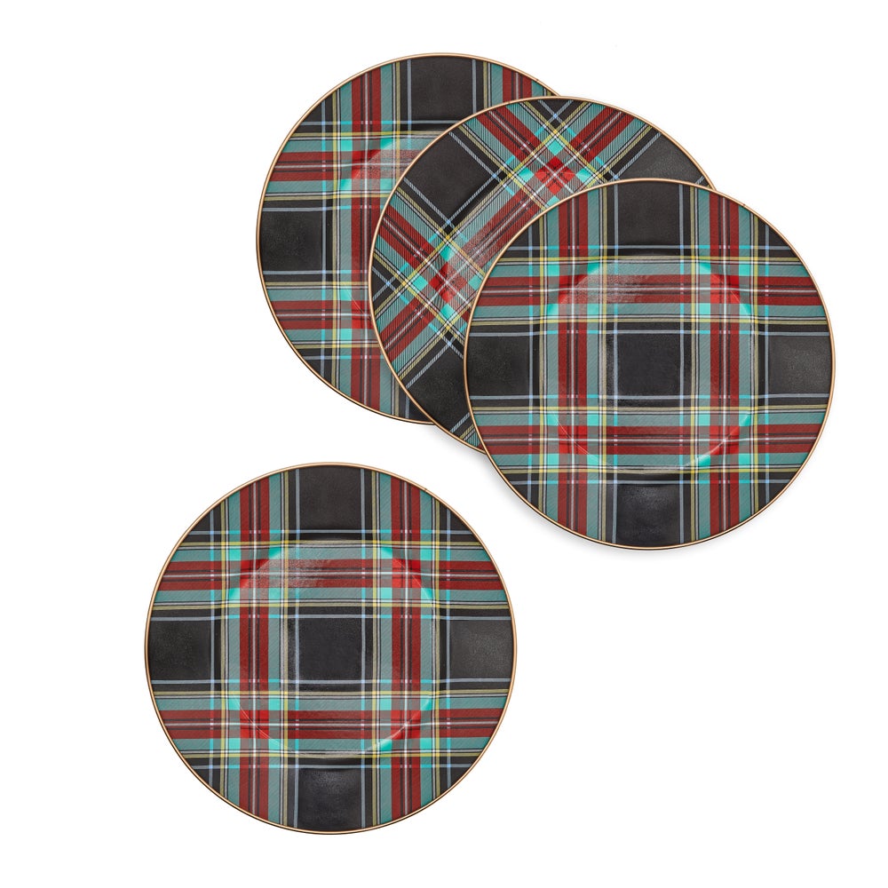 Tartan Black Dinnerware, Set of 4 mackenzie-childs Panama imagen 2 Tartan Black Dinnerware, Set of 4 mackenzie-childs Panama imagen 2