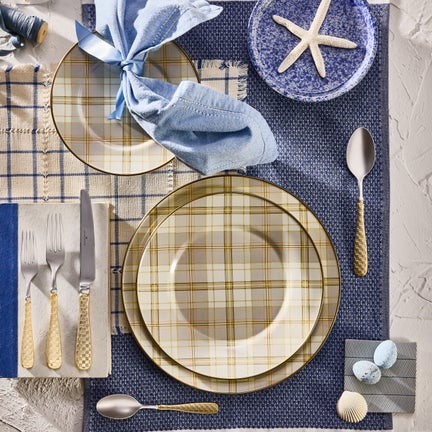 Tartan Latte Dinner Plate