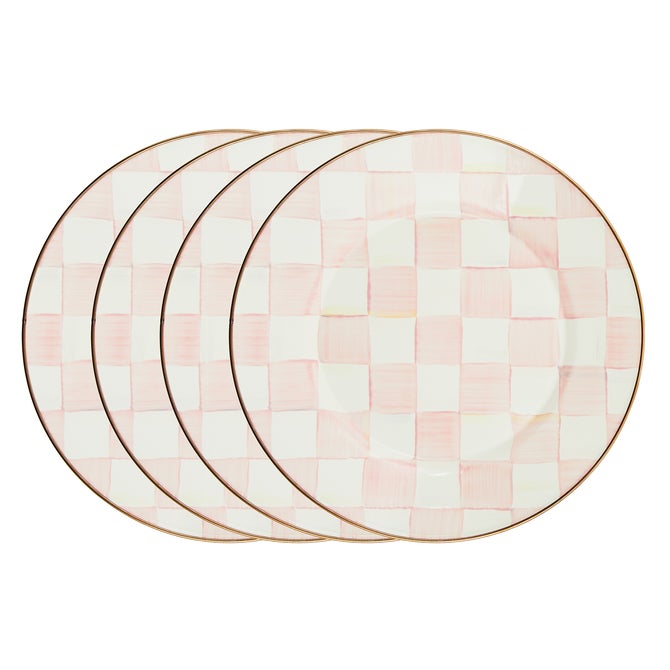 Rosy Check Dinner Plates,  Set of 4 image number 0