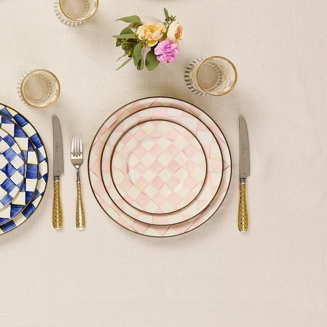 Rosy Check Dinner Plate image number 6