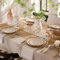 Mocha Check Dinner Plate