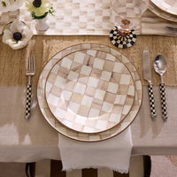 Mocha Check Dinner Plate