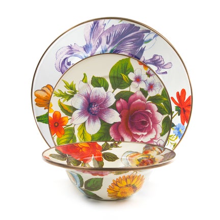 White Flower Market 3 Piece Place Setting