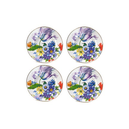 White Flower Market Dinner Plates, Set of 4