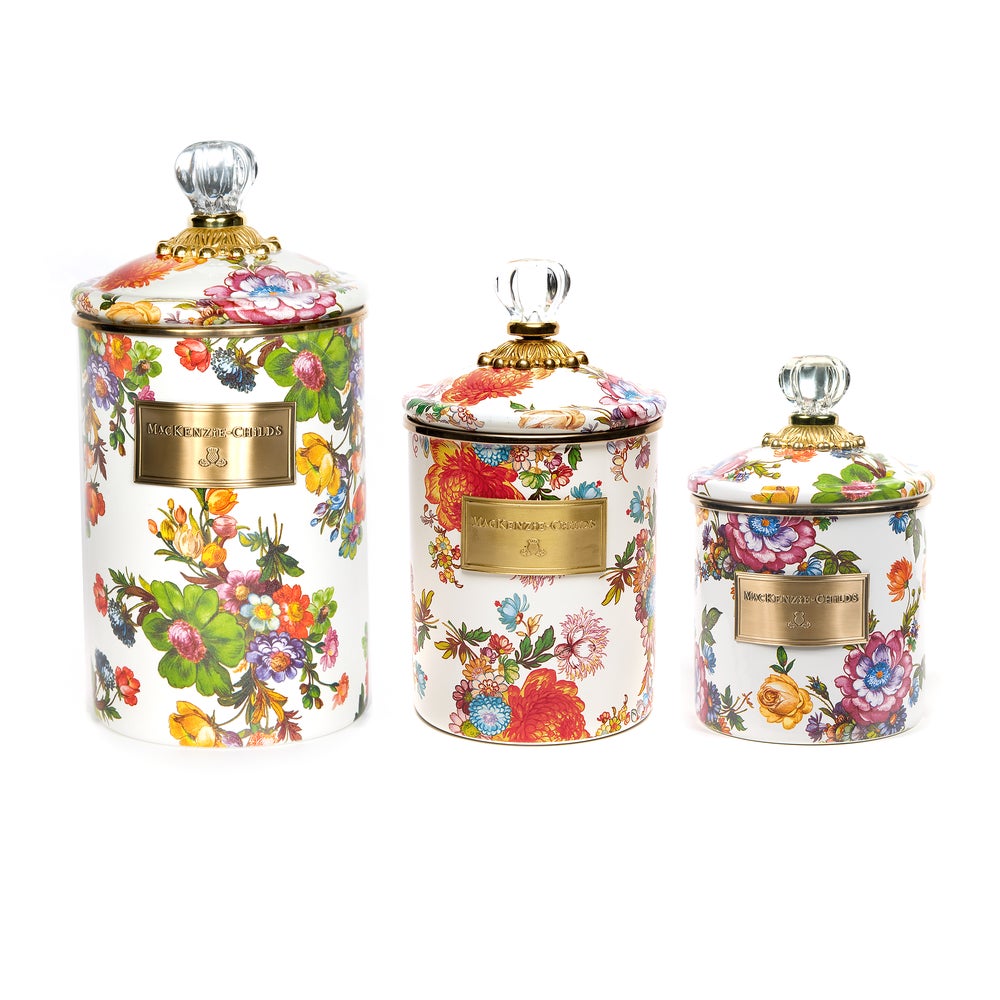 White Flower Market Enamel Canisters mackenzie-childs Panama imagen 1