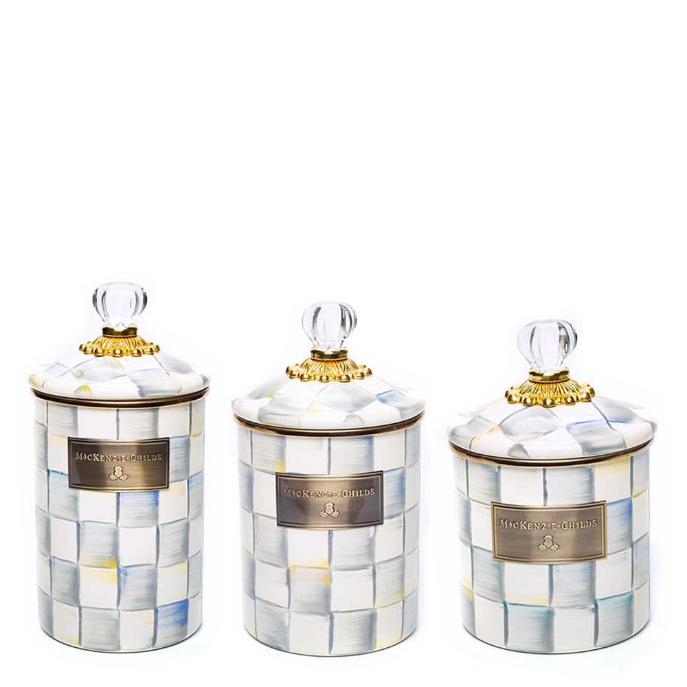 Sterling Check Enamel Canisters - Sterling Check, Set of 3 mackenzie-childs Panama imagen 1