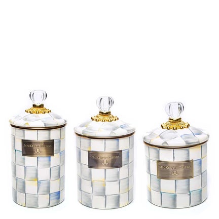 Sterling Check Canisters, Set of 3