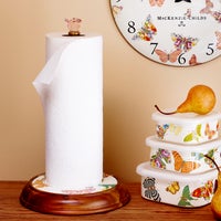 Butterfly Garden Wood Paper Towel Holder - White