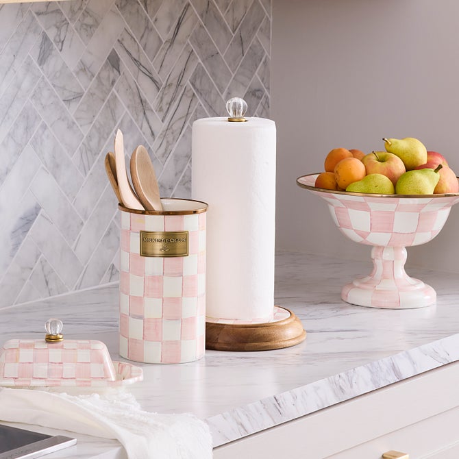 Rosy Check Wood Paper Towel Holder image number 1