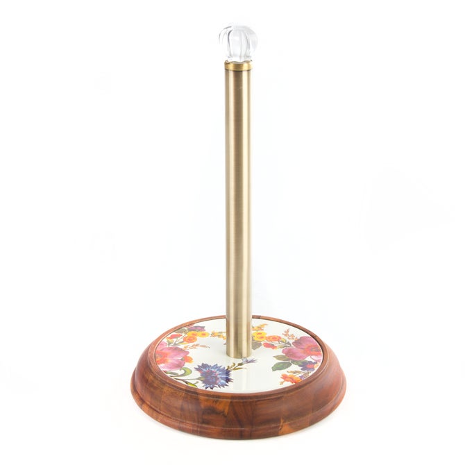 White Flower Market Wood Paper Towel Holder image number 0