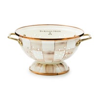 Mocha Check Small Colander