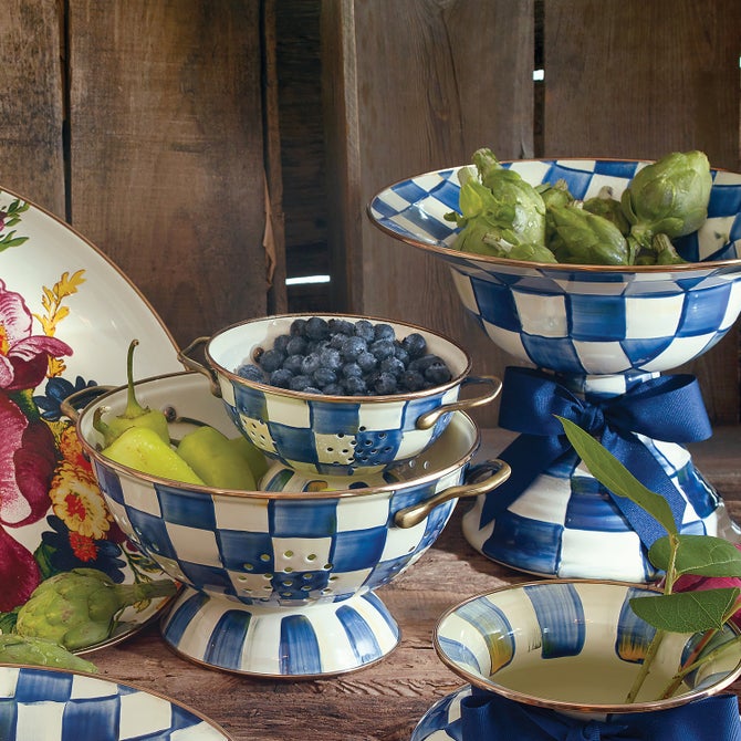 Royal Check Colanders, Set of 2 image number 1