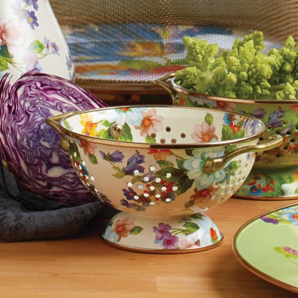 White Flower Market Small Colander