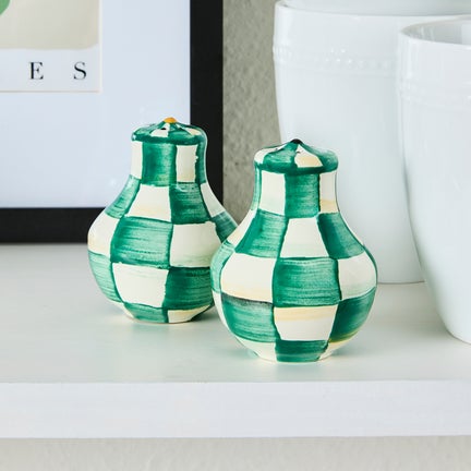 Emerald Check Salt & Pepper Shakers