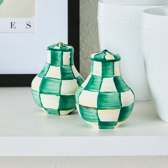 Emerald Check Salt & Pepper Shakers image number 1