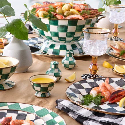 Emerald Check Salt & Pepper Shakers