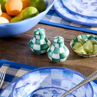 Emerald Check Salt & Pepper Shakers