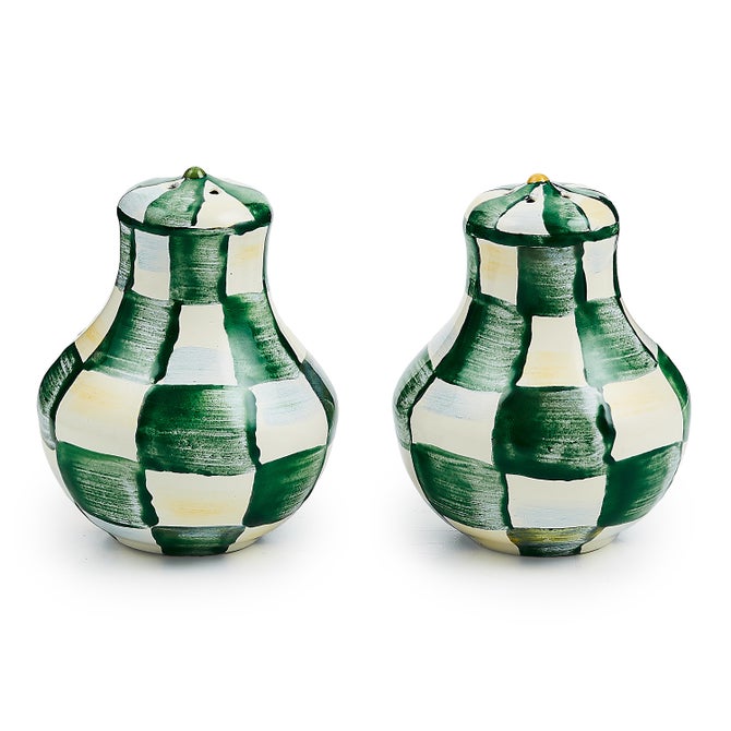 Emerald Check Salt & Pepper Shakers image number 0