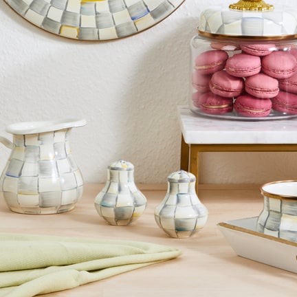 Sterling Check Salt & Pepper Shakers