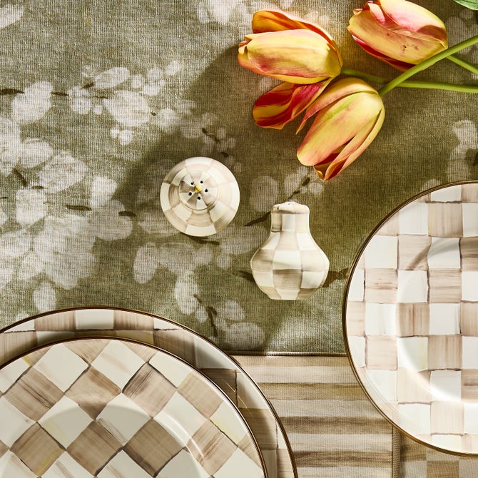 Mocha Check Salt & Pepper Shakers image number 5