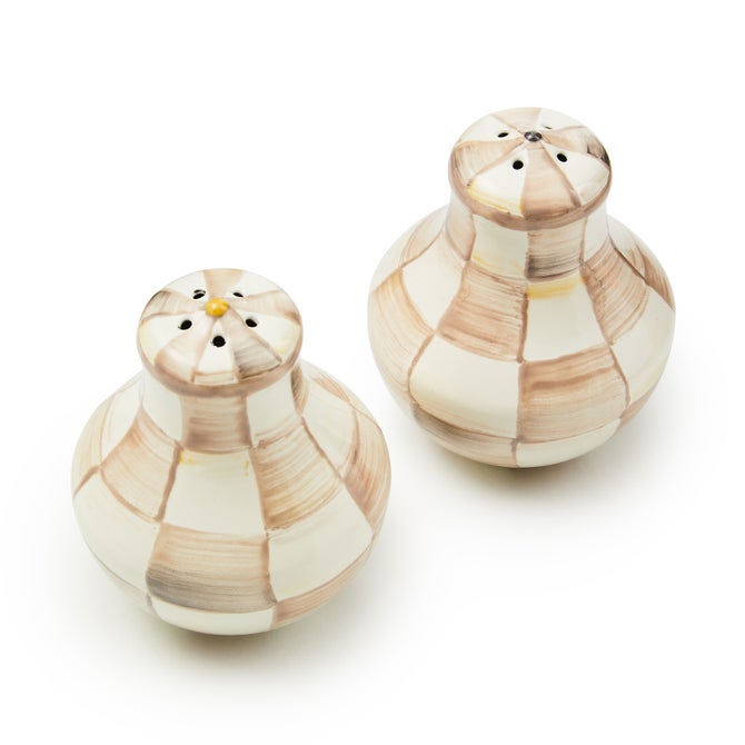 Mocha Check Salt & Pepper Shakers image number 2