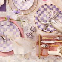 Violet Check Salt & Pepper Shakers