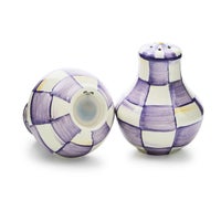 Violet Check Salt & Pepper Shakers