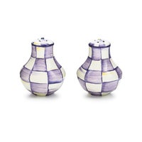 Violet Check Salt & Pepper Shakers