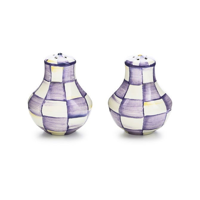 Violet Check Salt & Pepper Shakers image number 0