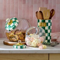 Cookie Jar with Emerald Check Lid