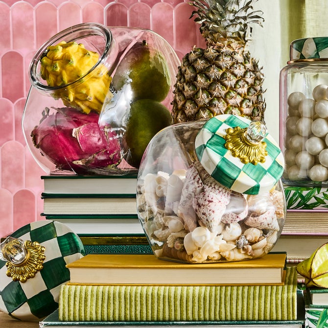 Cookie Jar with Emerald Check Lid image number 3