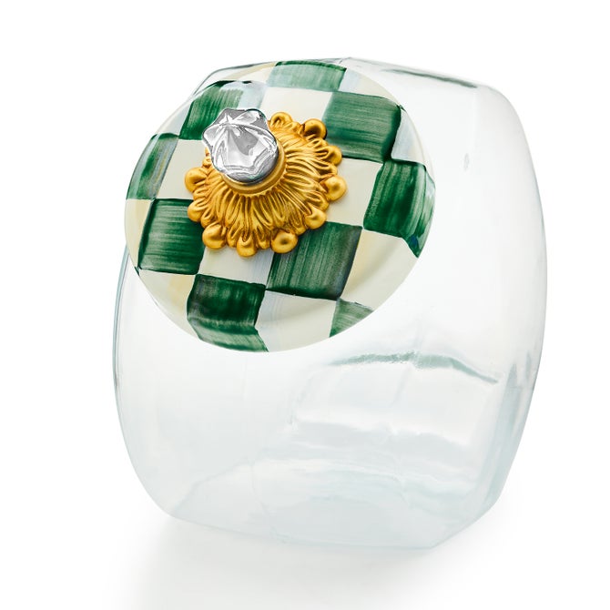 Cookie Jar with Emerald Check Lid image number 0