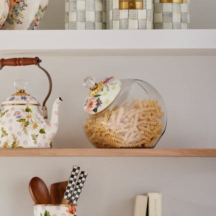 Cookie Jar with Wildflowers Green Lid