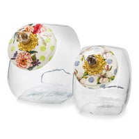 Cookie Jar with Wildflowers Green Lid