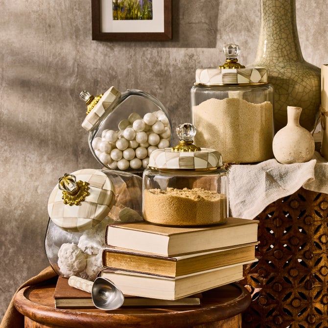 Cookie Jar with Mocha Check Lid image number 5