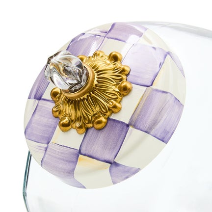 Cookie Jar with Violet Check Lid