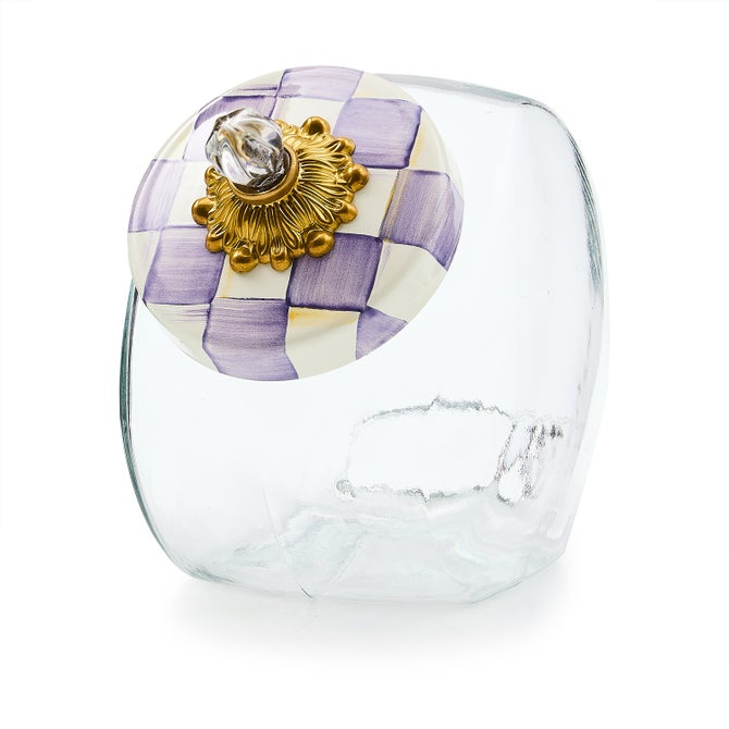 Cookie Jar with Violet Check Lid image number 0