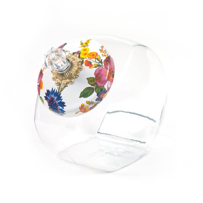 Cookie Jar with White Flower Market Lid image number 0