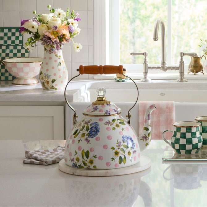 Wildflowers Pink 3 Qt. Tea Kettle image number 1