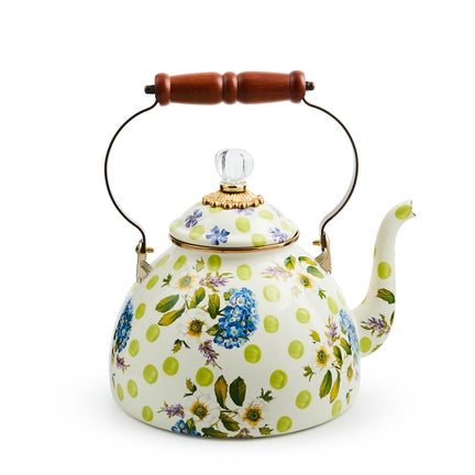 Wildflowers Green 3 Quart Tea Kettle
