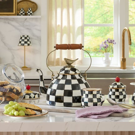 Courtly Check 3 Quart Tea Kettle with Bird