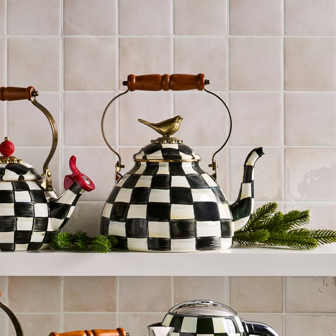 Courtly Check 3 Quart Tea Kettle with Bird image number 10