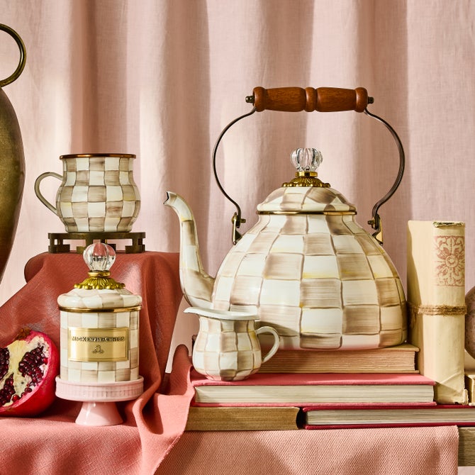 Mocha Check 3 Quart Tea Kettle image number 5