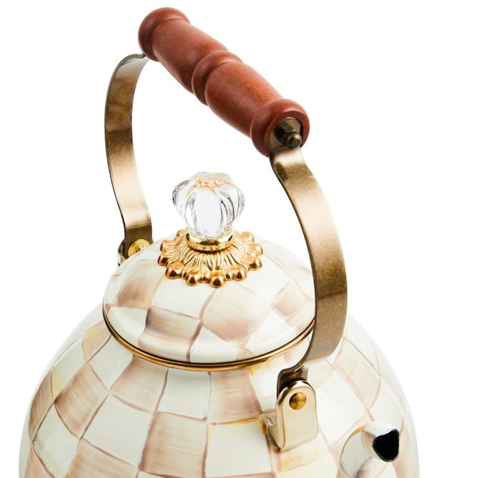 Mocha Check 3 Quart Tea Kettle image number 1