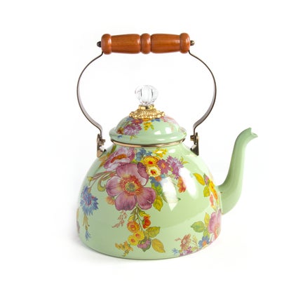Green Flower Market 3 Quart Tea Kettle