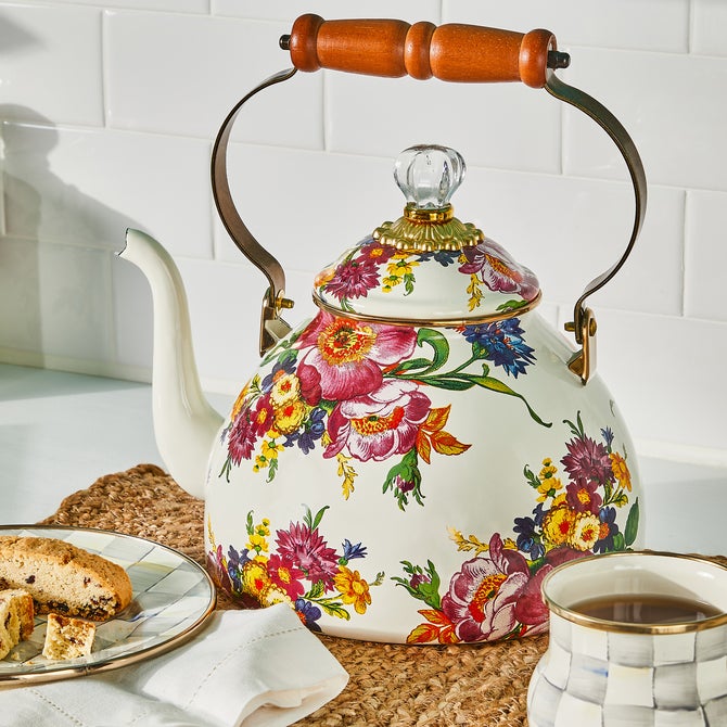 White Flower Market 3 Quart Tea Kettle image number 2