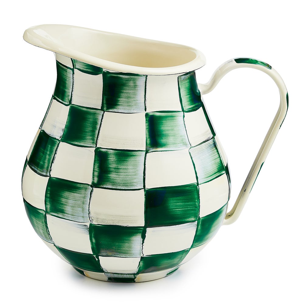 Enamel Round Pitcher - Emerald Check mackenzie-childs Panama imagen 1
