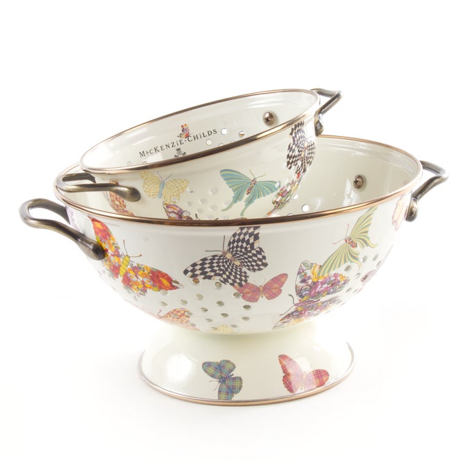 Butterfly Garden Large Colander - White image number 2